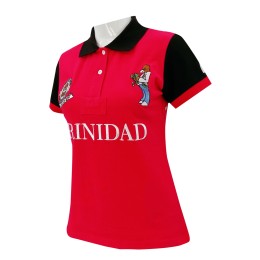 Design Contrast Color Flat Machine Collar Contrast Color Flat Machine Sleeve Embroidered White Logo Slim Waist Women's Polo 2 Buttons P1359 Design Contrast Color Flat Machine Collar Contrast Color Flat Machine Sleeve Embroidered White Logo Slim Waist Women's Polo 2 Buttons P1359